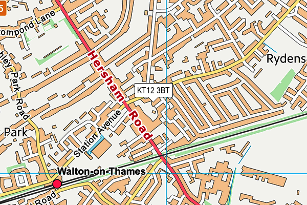 KT12 3BT map - OS VectorMap District (Ordnance Survey)