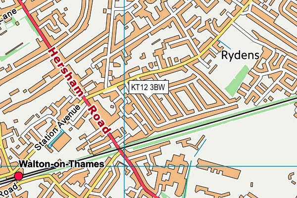 KT12 3BW map - OS VectorMap District (Ordnance Survey)