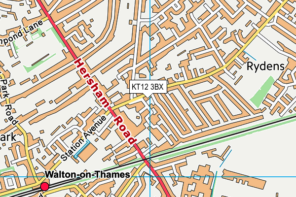 KT12 3BX map - OS VectorMap District (Ordnance Survey)