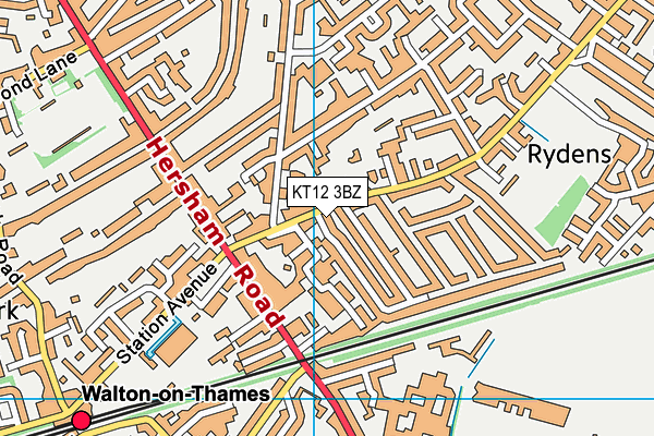 KT12 3BZ map - OS VectorMap District (Ordnance Survey)