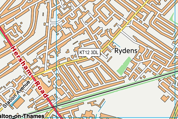 KT12 3DL map - OS VectorMap District (Ordnance Survey)