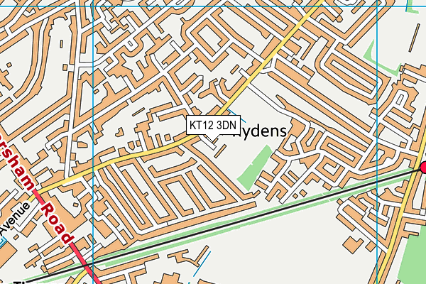 KT12 3DN map - OS VectorMap District (Ordnance Survey)