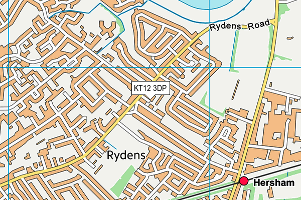 KT12 3DP map - OS VectorMap District (Ordnance Survey)