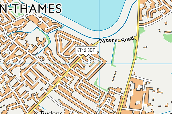 KT12 3DT map - OS VectorMap District (Ordnance Survey)