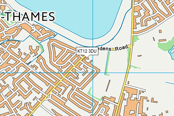 KT12 3DU map - OS VectorMap District (Ordnance Survey)