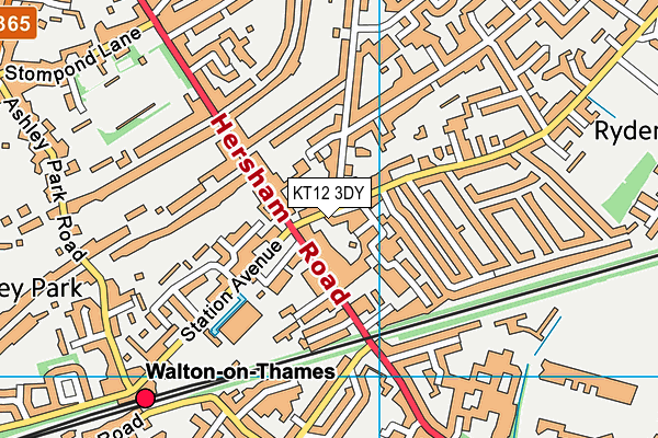 KT12 3DY map - OS VectorMap District (Ordnance Survey)