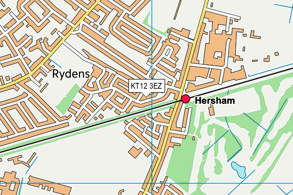 KT12 3EZ map - OS VectorMap District (Ordnance Survey)