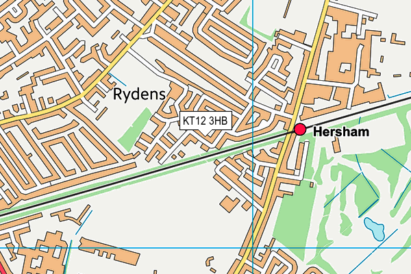 KT12 3HB map - OS VectorMap District (Ordnance Survey)