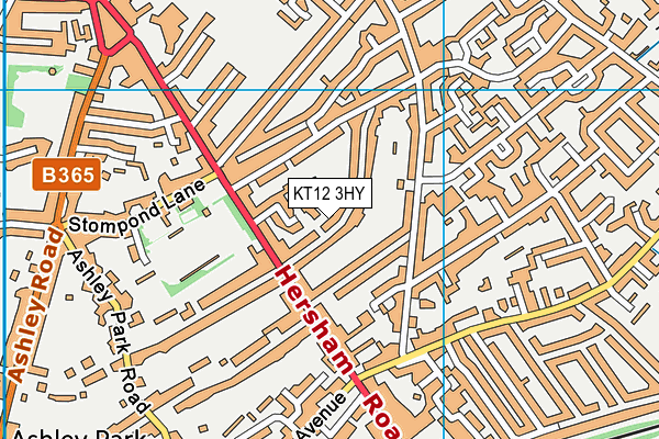 KT12 3HY map - OS VectorMap District (Ordnance Survey)