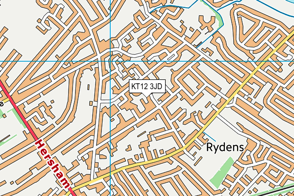 KT12 3JD map - OS VectorMap District (Ordnance Survey)