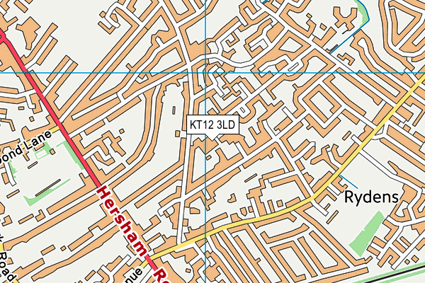 KT12 3LD map - OS VectorMap District (Ordnance Survey)