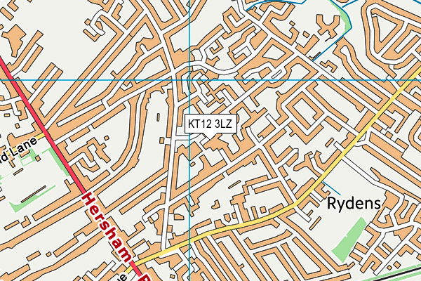 KT12 3LZ map - OS VectorMap District (Ordnance Survey)