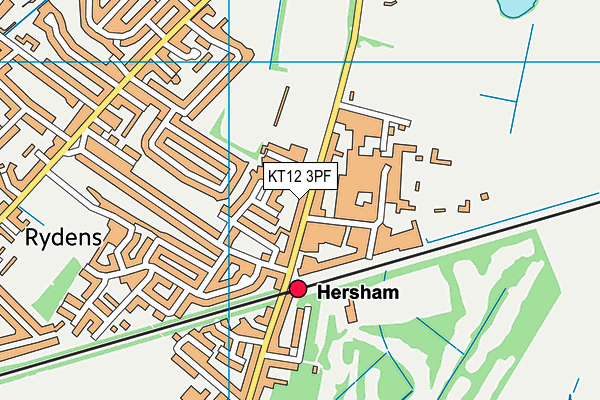 KT12 3PF map - OS VectorMap District (Ordnance Survey)