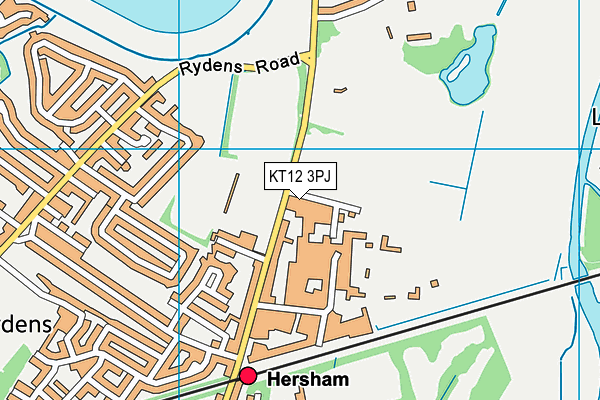 KT12 3PJ map - OS VectorMap District (Ordnance Survey)