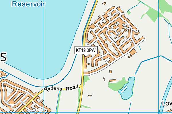 KT12 3PW map - OS VectorMap District (Ordnance Survey)