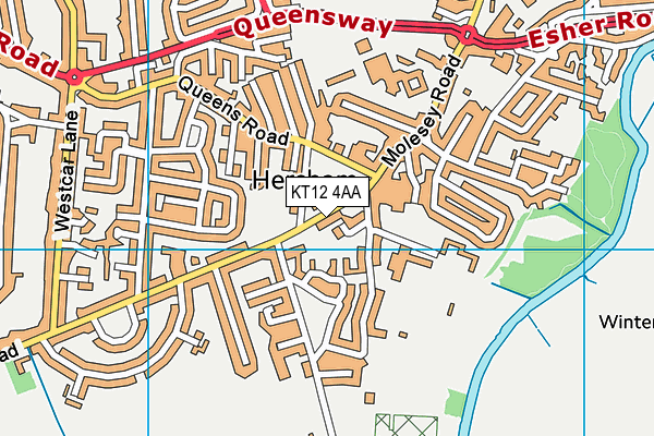 KT12 4AA map - OS VectorMap District (Ordnance Survey)