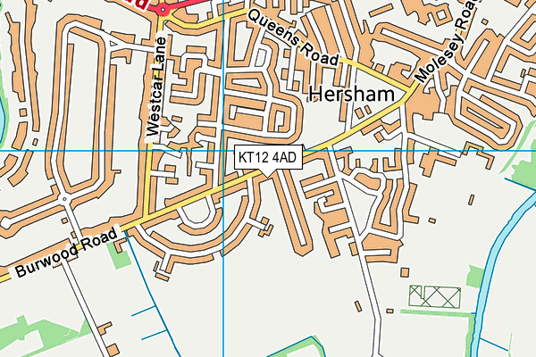 KT12 4AD map - OS VectorMap District (Ordnance Survey)