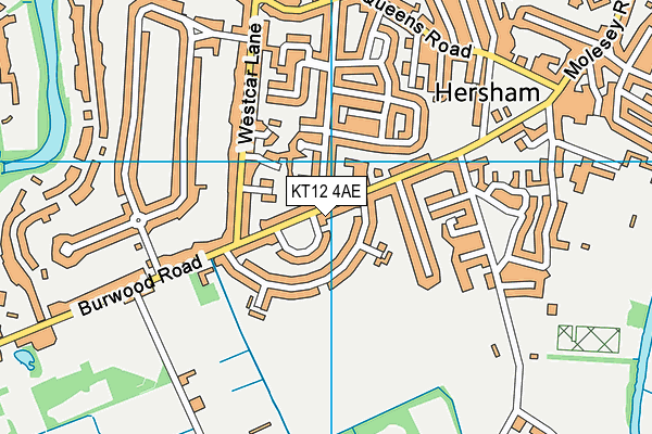 KT12 4AE map - OS VectorMap District (Ordnance Survey)