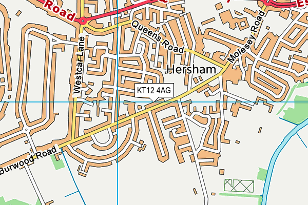 KT12 4AG map - OS VectorMap District (Ordnance Survey)