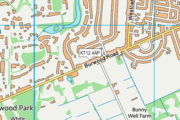 KT12 4AP map - OS VectorMap District (Ordnance Survey)