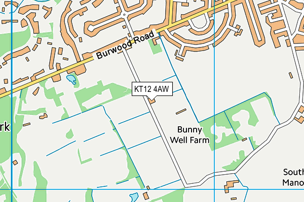 KT12 4AW map - OS VectorMap District (Ordnance Survey)