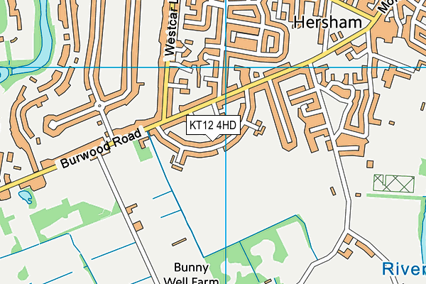 KT12 4HD map - OS VectorMap District (Ordnance Survey)