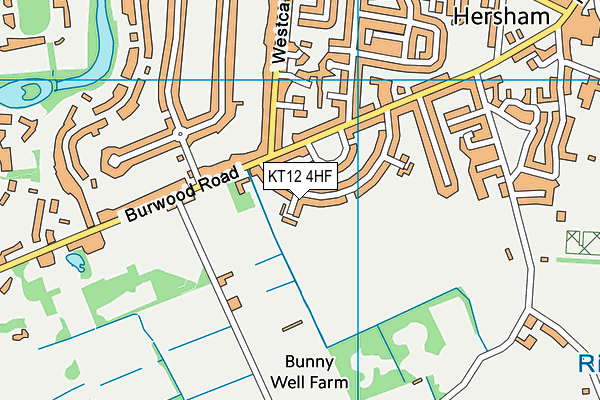 KT12 4HF map - OS VectorMap District (Ordnance Survey)