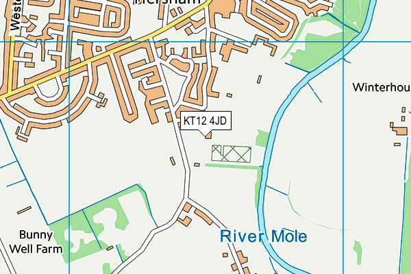 KT12 4JD map - OS VectorMap District (Ordnance Survey)