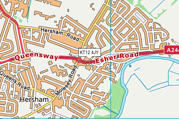 KT12 4JY map - OS VectorMap District (Ordnance Survey)