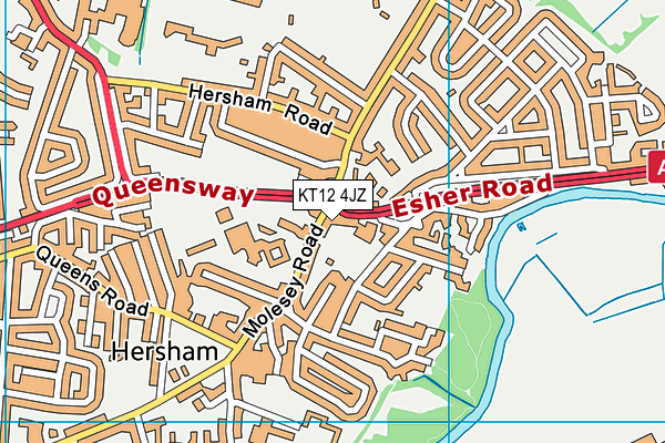 KT12 4JZ map - OS VectorMap District (Ordnance Survey)