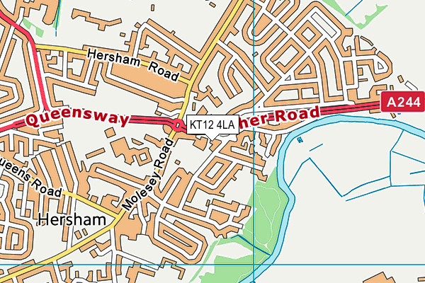 KT12 4LA map - OS VectorMap District (Ordnance Survey)