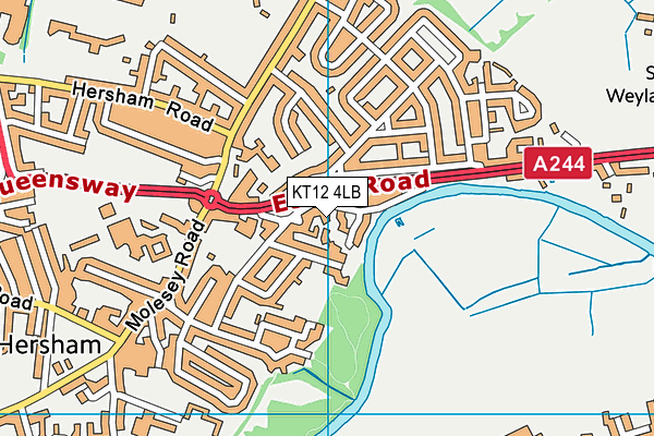 KT12 4LB map - OS VectorMap District (Ordnance Survey)