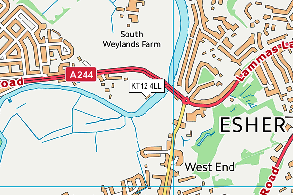 KT12 4LL map - OS VectorMap District (Ordnance Survey)