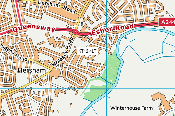 KT12 4LT map - OS VectorMap District (Ordnance Survey)