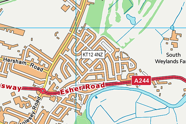 KT12 4NZ map - OS VectorMap District (Ordnance Survey)