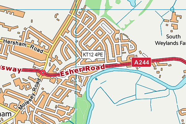 KT12 4PE map - OS VectorMap District (Ordnance Survey)