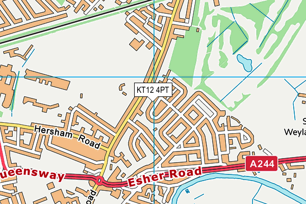 KT12 4PT map - OS VectorMap District (Ordnance Survey)