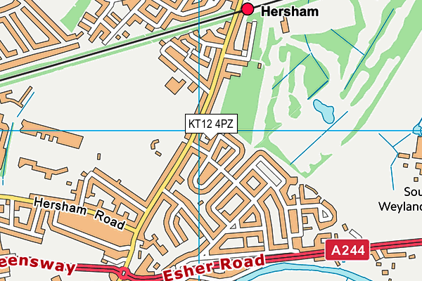 KT12 4PZ map - OS VectorMap District (Ordnance Survey)