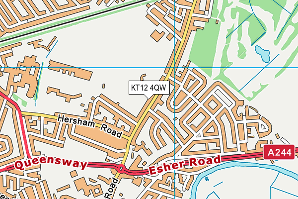Hersham Coronation Recreation Ground map (KT12 4QW) - OS VectorMap District (Ordnance Survey)