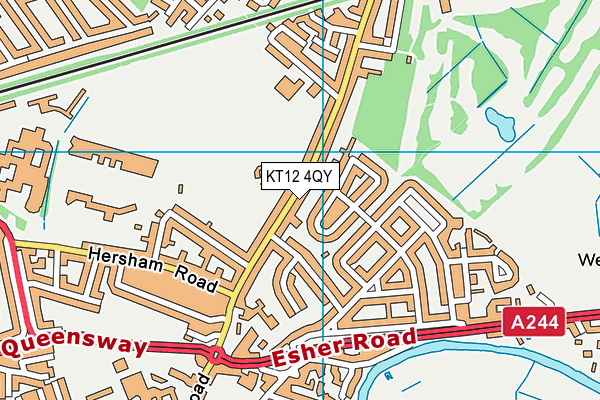 KT12 4QY map - OS VectorMap District (Ordnance Survey)