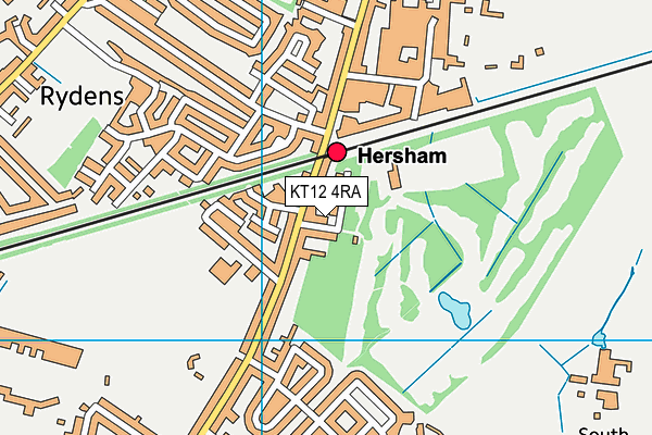 Hersham Golf Club map (KT12 4RA) - OS VectorMap District (Ordnance Survey)