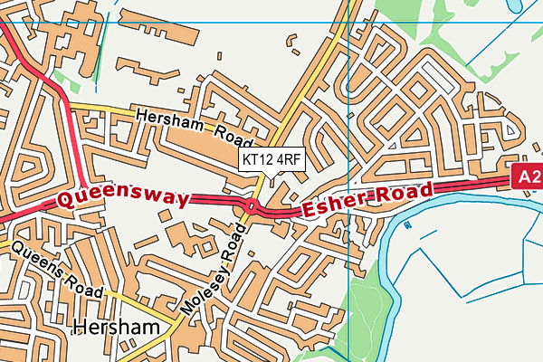 KT12 4RF map - OS VectorMap District (Ordnance Survey)