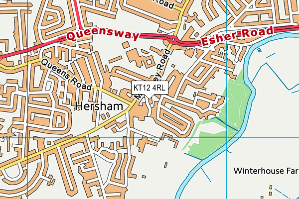 KT12 4RL map - OS VectorMap District (Ordnance Survey)