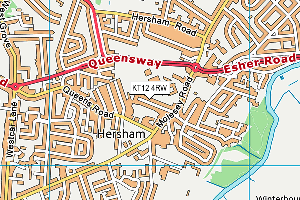 KT12 4RW map - OS VectorMap District (Ordnance Survey)