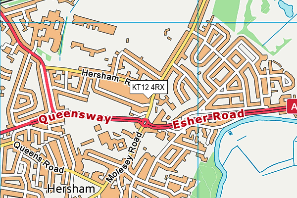 KT12 4RX map - OS VectorMap District (Ordnance Survey)