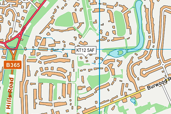 KT12 5AF map - OS VectorMap District (Ordnance Survey)