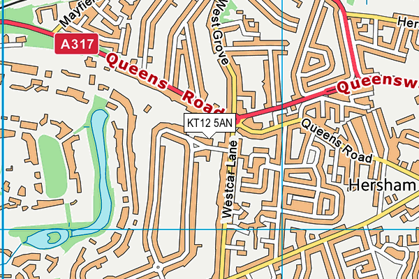 KT12 5AN map - OS VectorMap District (Ordnance Survey)