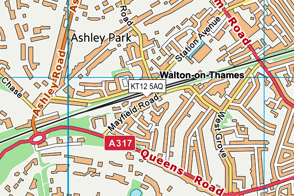 KT12 5AQ map - OS VectorMap District (Ordnance Survey)