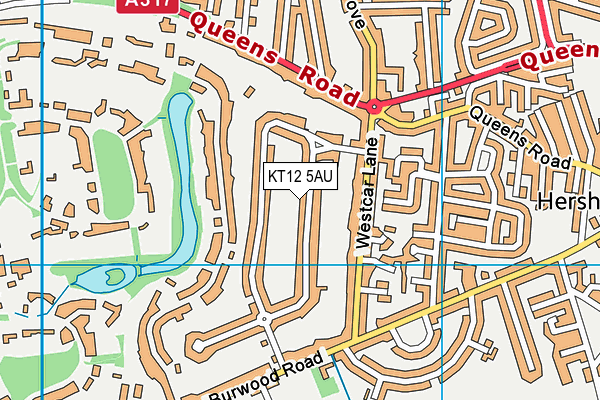 KT12 5AU map - OS VectorMap District (Ordnance Survey)