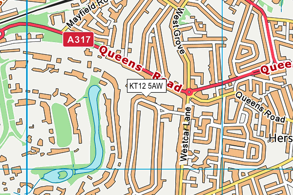 KT12 5AW map - OS VectorMap District (Ordnance Survey)